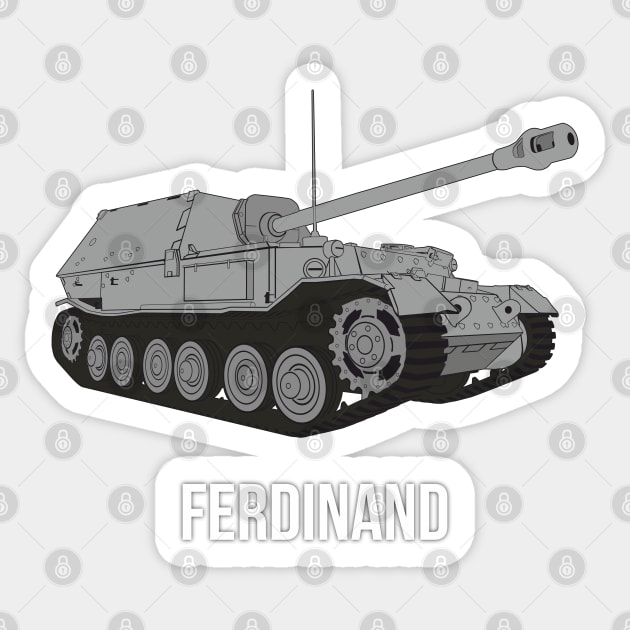 Ferdinand German tank destroyer Sticker by FAawRay